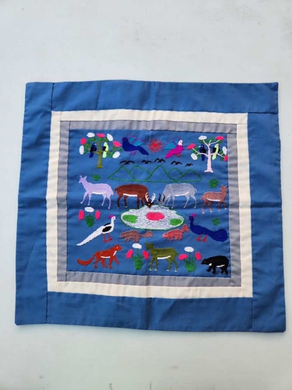 Vintage Hmong Embroidered Story Cloth Textile Folk Art Pillow Cover Pillowcase A